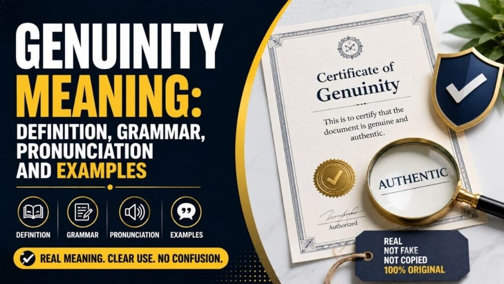 Genuinity Meaning: Definition, Grammar, Pronunciation And Examples